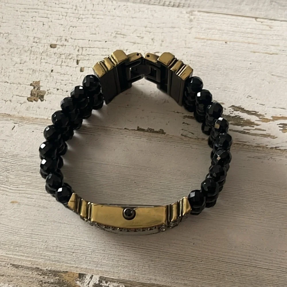 Sparkling Heidi Daus Black Beaded Crystal Watch.